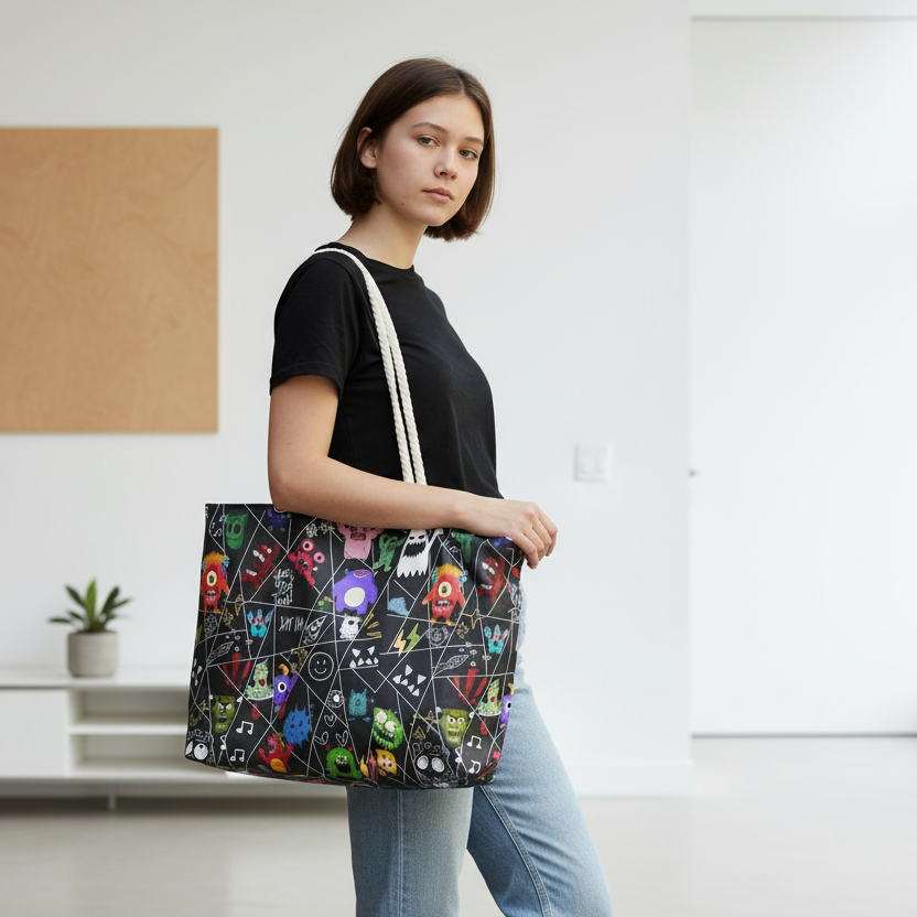 Fun & Colorful Weekender Bag with Playful Monster Design, Travel Bag, Halloween Accessory Printify