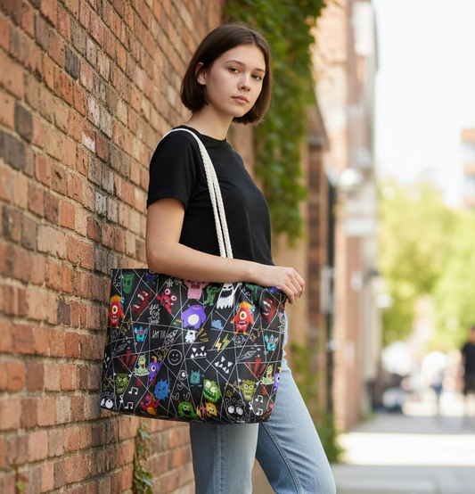 Fun & Colorful Weekender Bag with Playful Monster Design, Travel Bag, Halloween Accessory