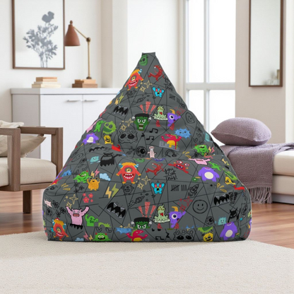 Kids' Fun Bean Bag Chair Cover - Playful Monsters, Cozy Seating for Sofas, Playrooms, or Nurseries, Kids' Rooms, Party Decor
