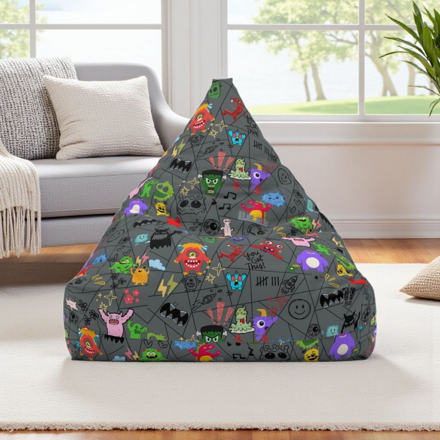 Kids' Fun Bean Bag Chair Cover - Playful Monsters, Cozy Seating for Sofas, Playrooms, or Nurseries, Kids' Rooms, Party Decor