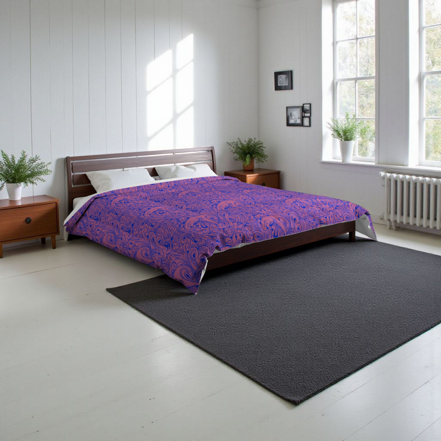 Floral Comforter, Botanical Bedding, Cozy Duvet Cover, Flower Print Quilt, Home Bedroom Decor