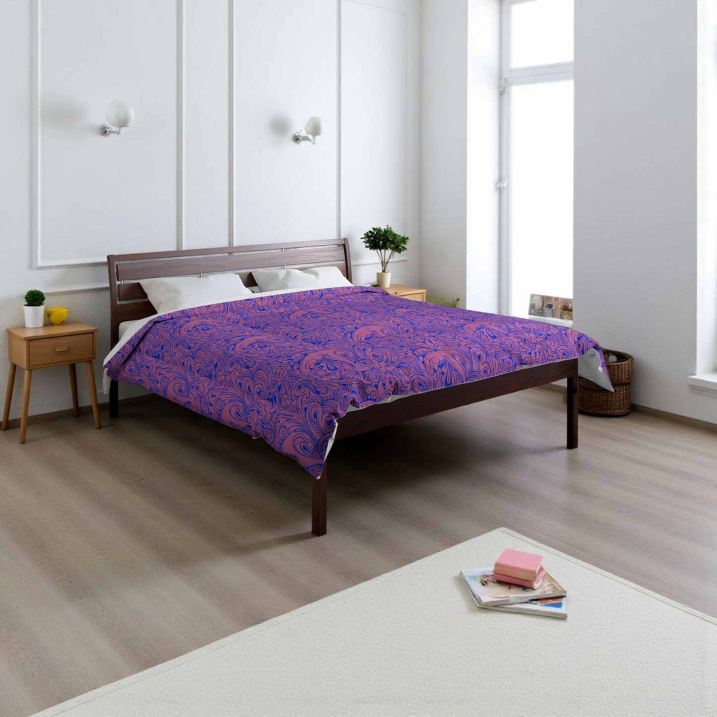 Floral Comforter, Botanical Bedding, Cozy Duvet Cover, Flower Print Quilt, Home Bedroom Decor