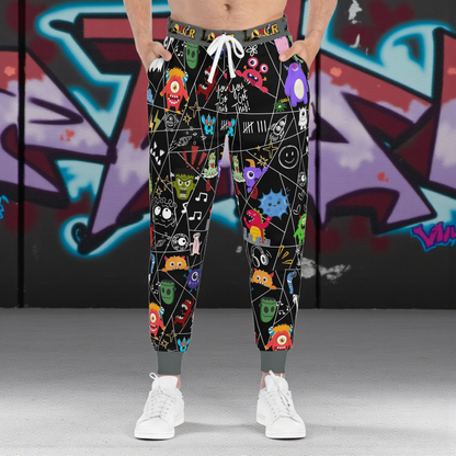 Graphic Monsters Joggers for Men & Women – Unisex Fit, Artistic Cartoon Print