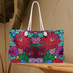 Boho Floral Weekender Bag — Vibrant Embroidered-Inspired Travel Tote Printify