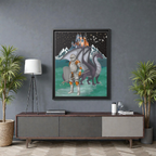 Knight and Dragon Fantasy Art, Framed Matte Canvas Printify