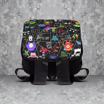 Monsters Cartoon Graphic Backpack — Colorful Shoulder Bag