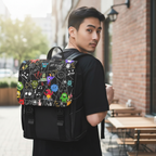 Monsters Cartoon Graphic Backpack — Colorful Shoulder Bag Printify
