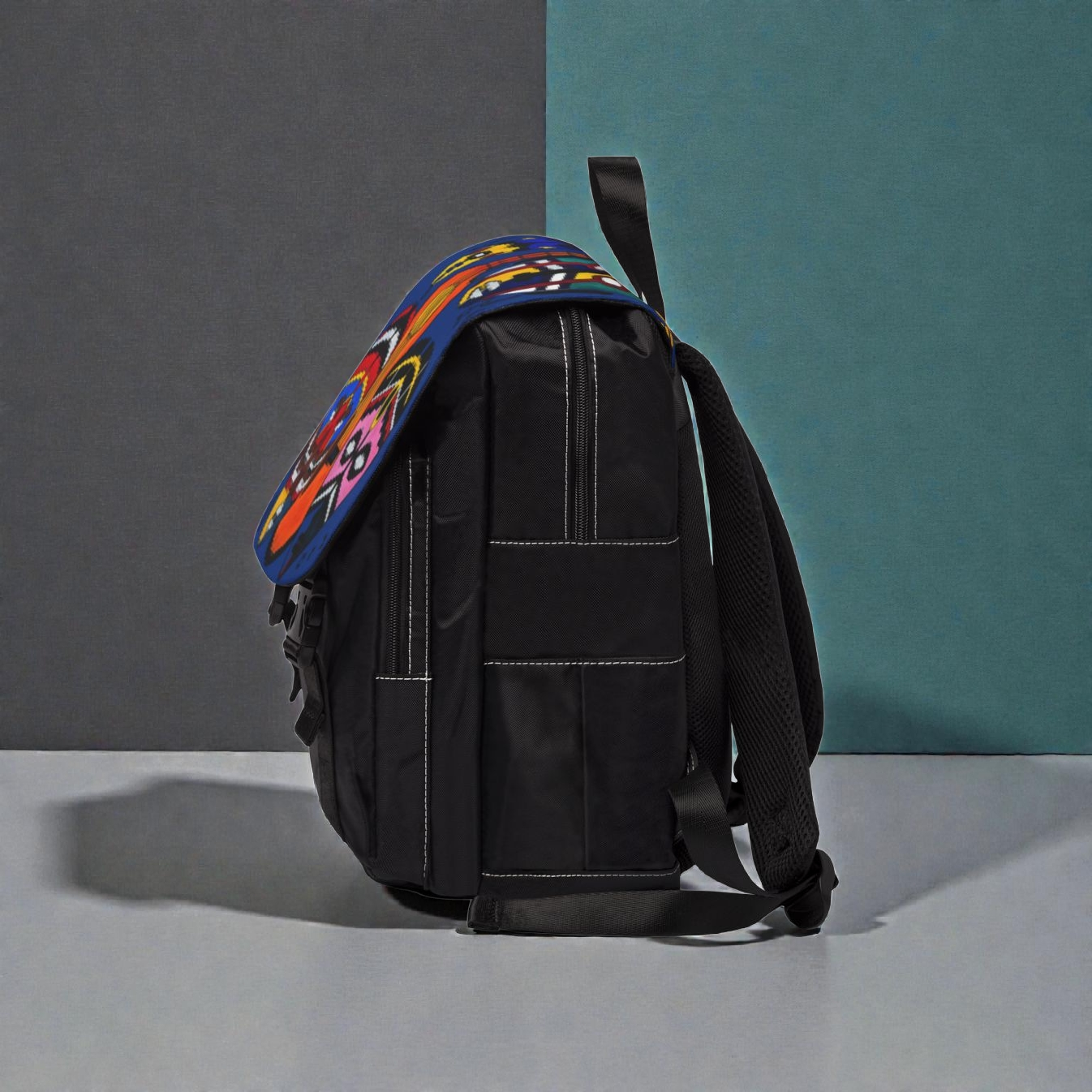 Afro Music Guitar Cartoon Backpack, Handcrafted Unisex Shoulder Bag, Music Lover Gift