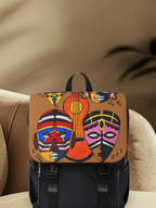 Afro Music Guitar Cartoon Backpack, Handcrafted Unisex Shoulder Bag, School Book Bag Printify