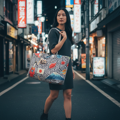 Japanese Travel Weekender Bag, Geisha, Mount Fuji & Sakura Pattern