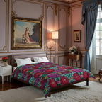 Floral Bohemian Comforter — Vibrant Red & Teal Patterned Bedding Printify