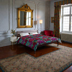 Floral Bohemian Comforter — Vibrant Red & Teal Patterned Bedding Printify