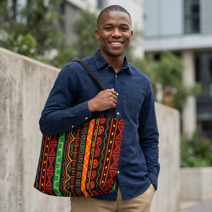 Weekender Tote Bag — Vibrant Afrocentric Tribal Stripe Beach & Travel Tote
