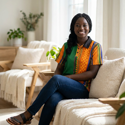 African Kente Stripe Polo Shirt — Vibrant Cultural Print Golf Polo