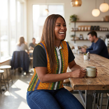 African Kente Stripe Polo Shirt — Vibrant Cultural Print Golf Polo
