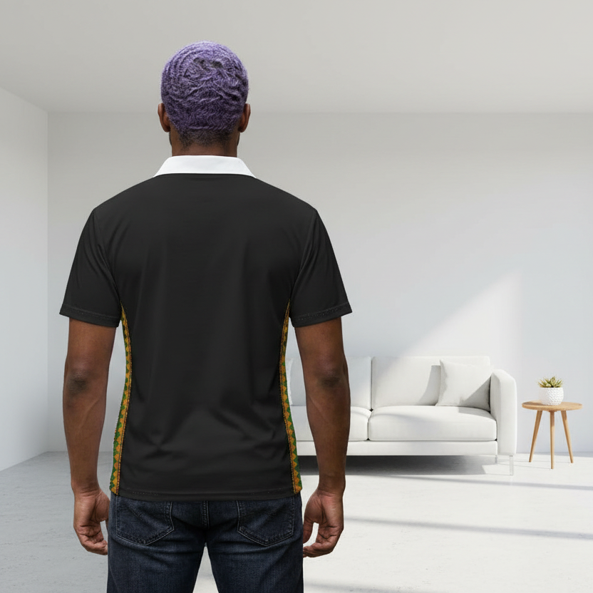 African Kente Stripe Polo Shirt — Vibrant Cultural Print Golf Polo
