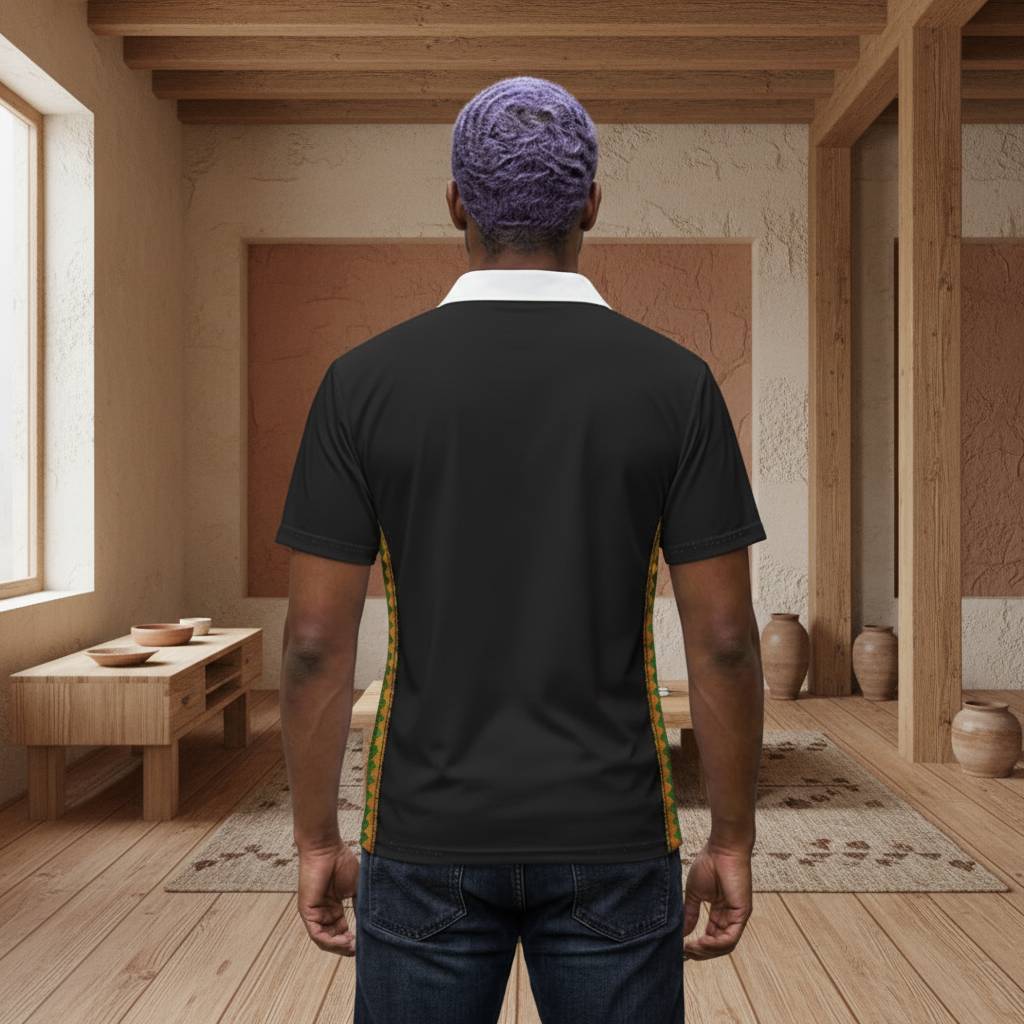 African Kente Stripe Polo Shirt — Vibrant Cultural Print Golf Polo Printify