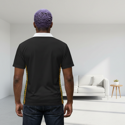 African Kente Stripe Polo Shirt — Vibrant Cultural Print Golf Polo