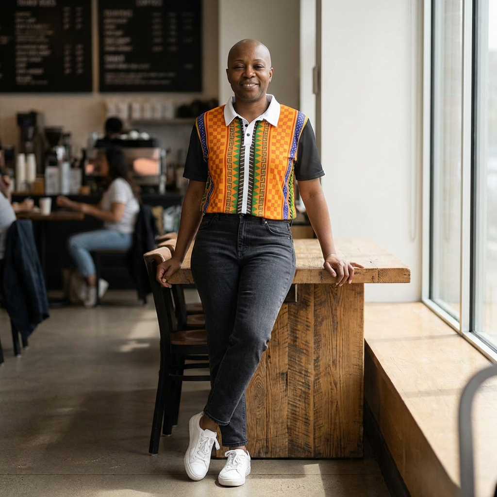 African Kente Stripe Polo Shirt — Vibrant Cultural Print Golf Polo