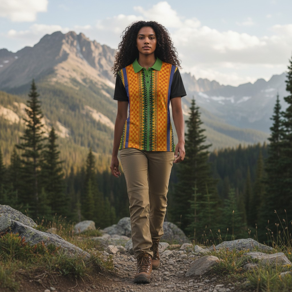 African Kente Stripe Polo Shirt — Vibrant Cultural Print Golf Polo