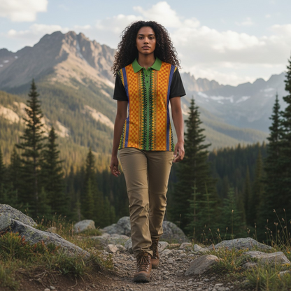 African Kente Stripe Polo Shirt — Vibrant Cultural Print Golf Polo
