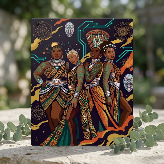 Afro-Futurism Queens Wall Art (Bold Black Women Illustration), Acrylic Wall Art