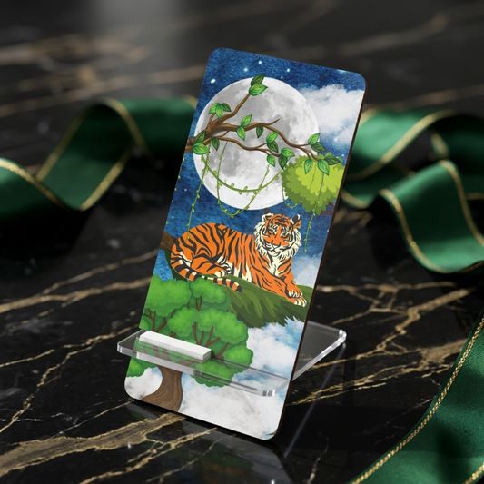 Tiger Moon Phone Stand — Decorative Mobile Display Holder for Smartphones Printify