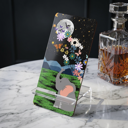 Elephant Floral Celestial Smartphone Stand - Aesthetic Mobile Display for Home or Office