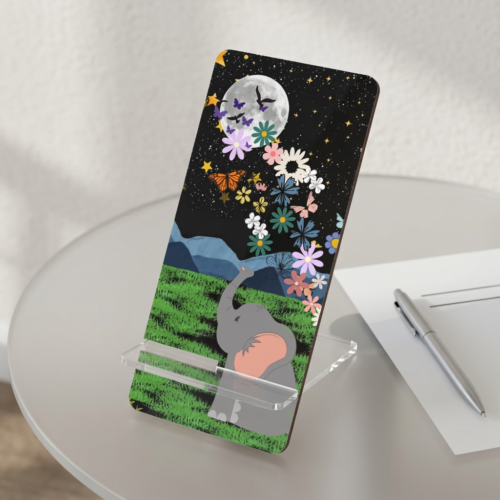 Elephant Floral Celestial Smartphone Stand - Aesthetic Mobile Display for Home or Office