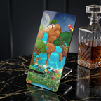 Tropical Waterfall Phone Stand — Colorful Parrot & Jungle Mobile Display Printify