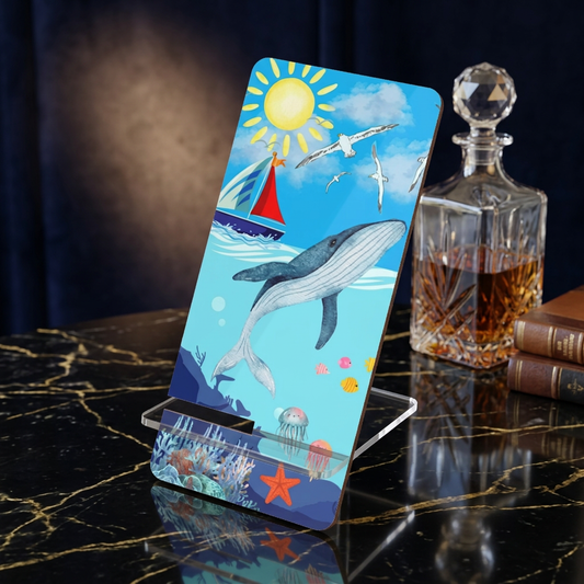 Whale Ocean Phone Stand — Decorative Mobile Display Stand with Sea Life Design Printify