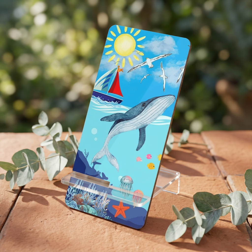 Whale Ocean Phone Stand — Decorative Mobile Display Stand with Sea Life Design Printify