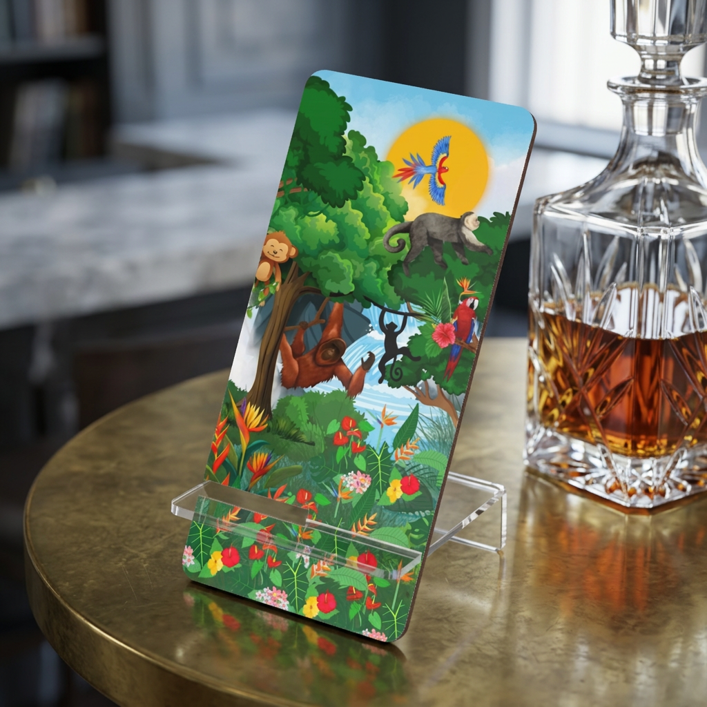 Jungle Friends Phone Stand — Tropical Wildlife Smartphone Display Printify
