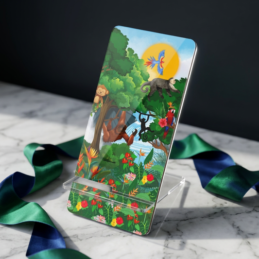 Jungle Friends Phone Stand — Tropical Wildlife Smartphone Display Printify