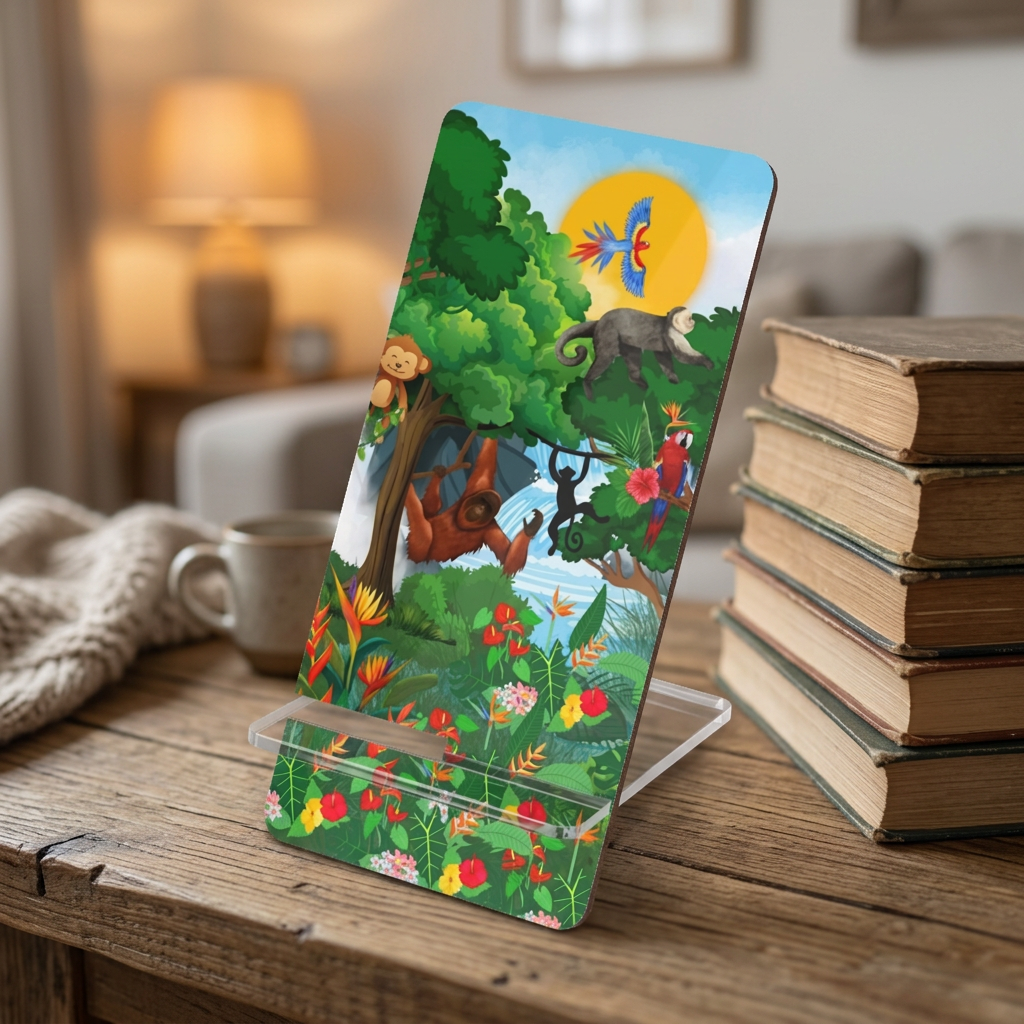 Jungle Friends Phone Stand — Tropical Wildlife Smartphone Display Printify
