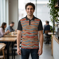 Tribal Wave Polo Shirt — Earth Tones Patterned Polo