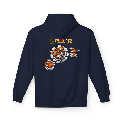 Tiger Graphic Hoodie, Lone Wolf Sweatshirt, Unisex Fleece Pullover, Softstyle, Cozy Animal Print