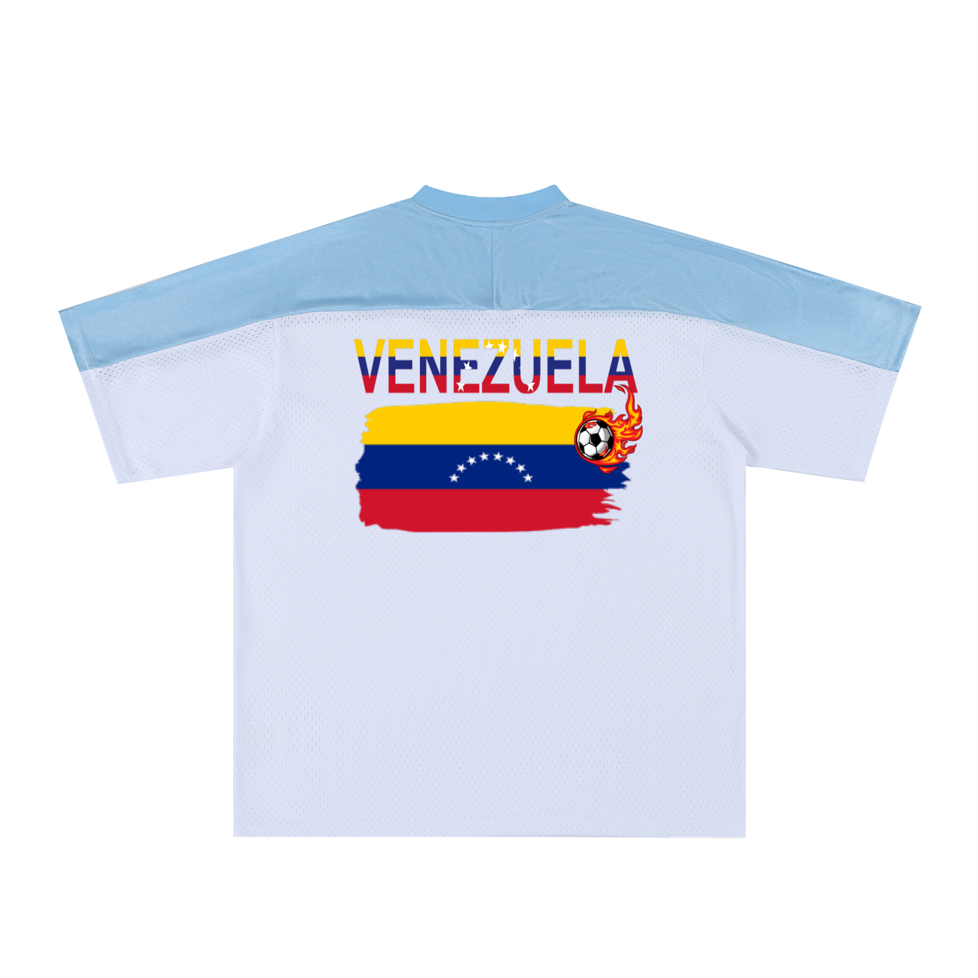 Venezuela Flag Themed Unisex Oversized Mesh V-Neck Soccer Jersey