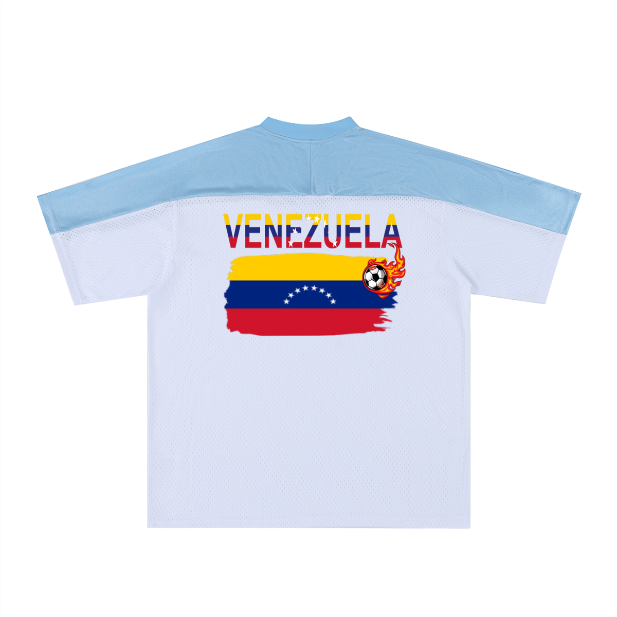 Venezuela Flag Themed Unisex Oversized Mesh V-Neck Soccer Jersey