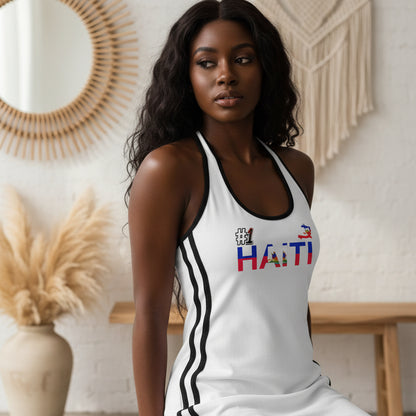 Haiti Flag Art Women's Binding Tight Halter Dress