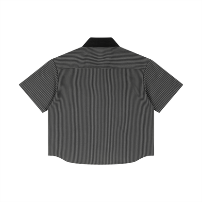 Jazz Singer, Jazz Band Graphic Unisex Striped Boxy Contrast Collar Shirt