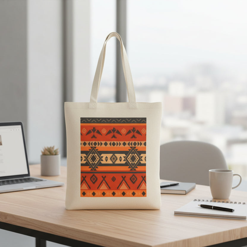 Southwestern Aztec Pattern Cotton Tote Bag
