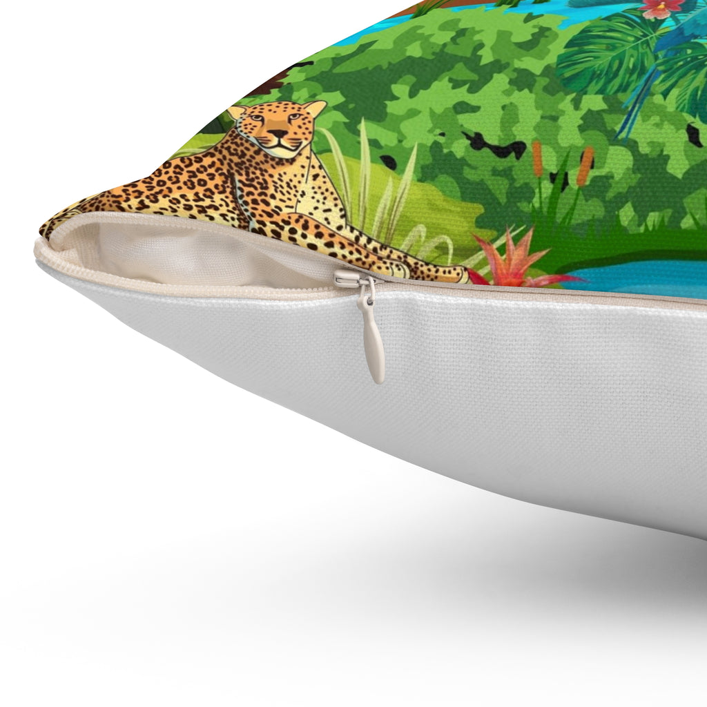 Nature-Inspired Decorative Pillow - Jungle Oasis Design Printify