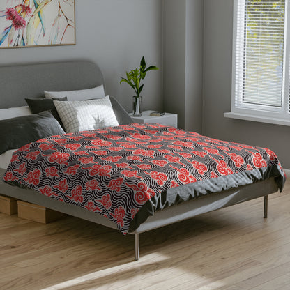 Red Cloud Swirl Velveteen Blanket — Plush Microfiber Throw
