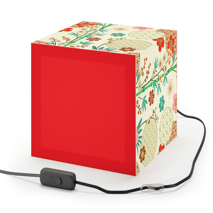 Japanese Floral Cube Lamp — Vintage Sakura Pattern Light Cube