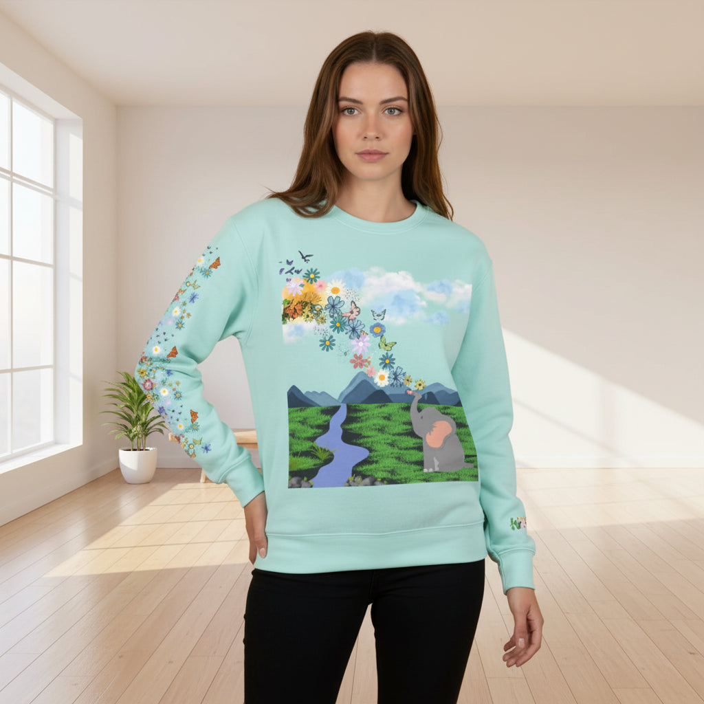 ElephantUnisex Sweatshirt, Handcrafted Space Design Comfy Pullover, Celestial Print Printify