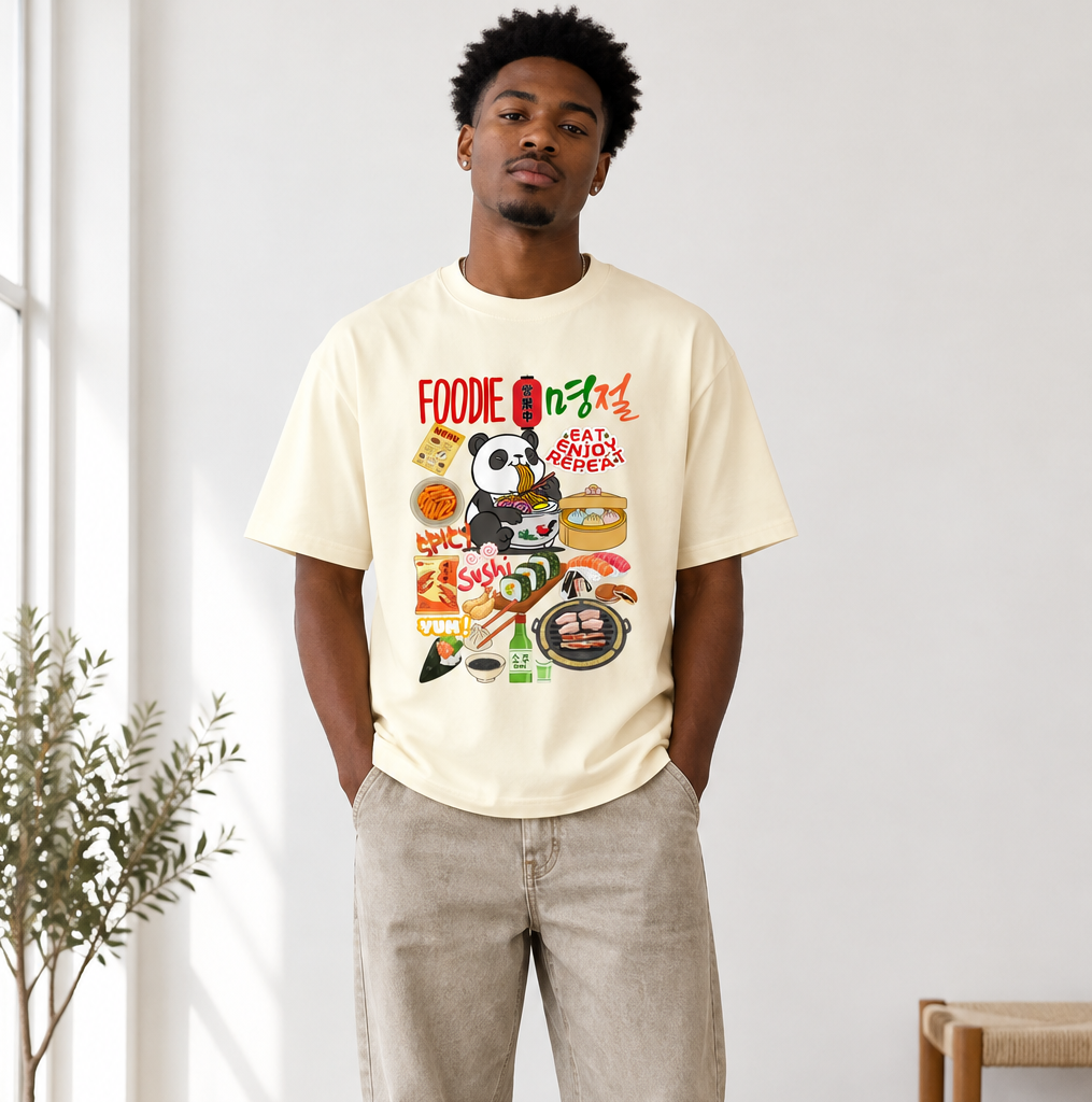 Asian Foodie Enthusiast Graphic Unisex Oversized T-Shirt