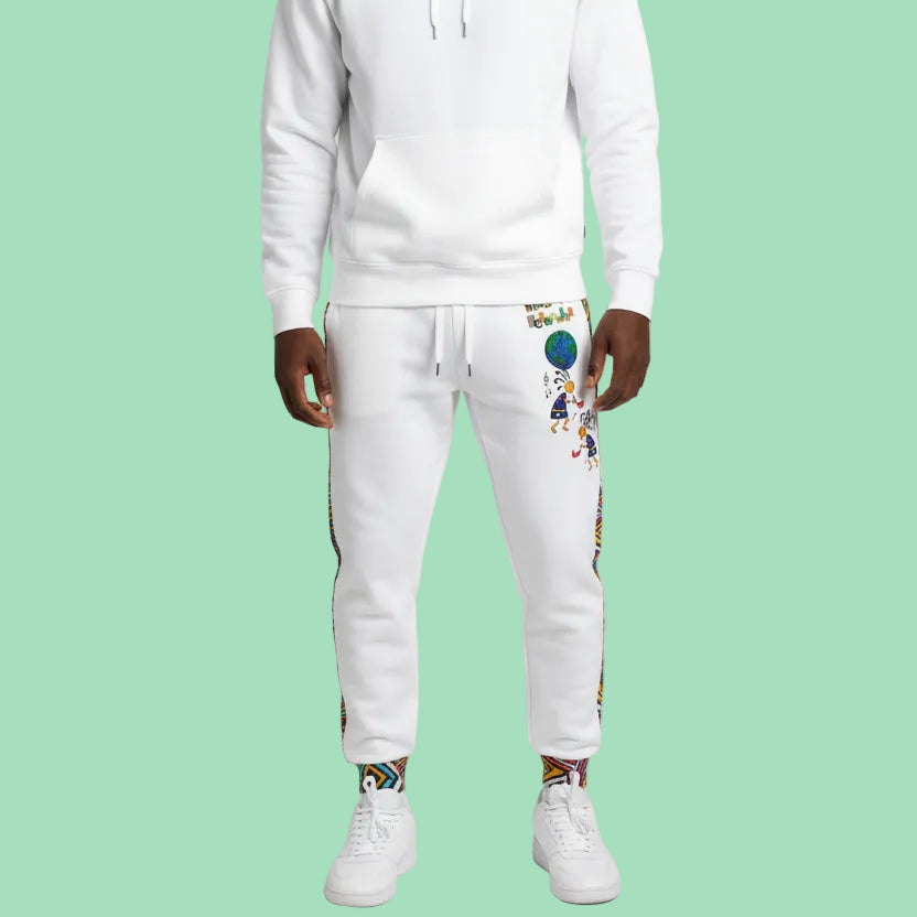 Afro Music Cartoon Art Athletic Joggers, Unisex Sweatpants, African Dance Jogging Pants