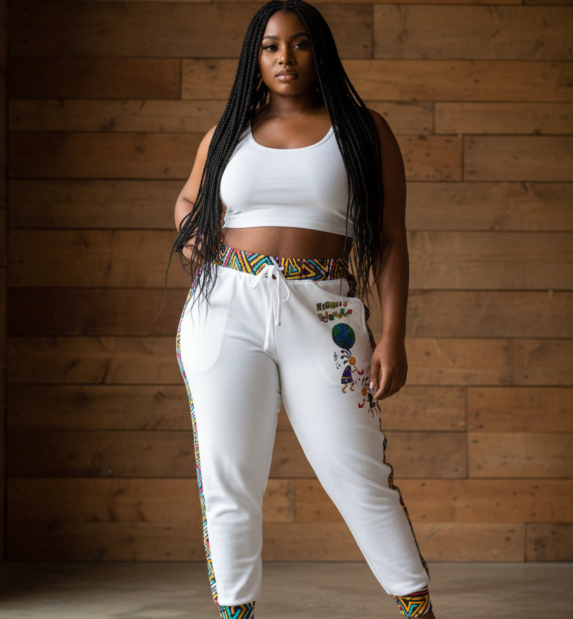 Athletic Joggers featuring Afro-centric Musical Cartoon Art; Unisex Sweatpants and African Dance Apparel Printify