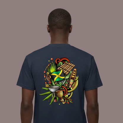 Jamaica Flag Themed Graphic Vintage Wash Cotton Unisex T-Shirt